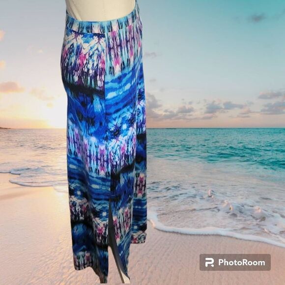 Lily Star Blue Patterned Maxi Skirt Size Small - Picture 2 of 8